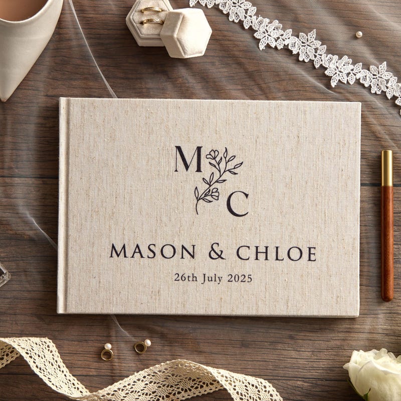 Custom Wedding Guest Book • Linen Photo Album • Wedding Keepsake • Engagement Scrapbook • Custom Anniversary Gift • Wedding Decor