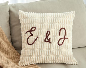 Custom Name Pillowcase • Embroidered Chenille Lumbar Cover • Throw Cushion Cover • Anniversary Gift • Mother’s Day Gift • Pillowcase Only