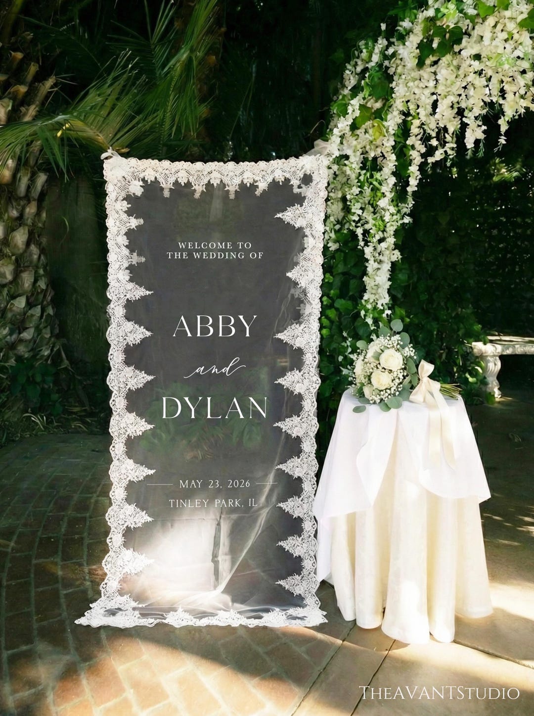 Custom Lace Wedding Welcome Sign • Modern Lace Wedding Sign