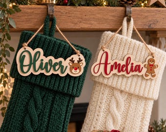 Personalised Wooden Name Sign, Christmas Tree Ornament, Custom Stocking Tag, Family Christmas Decoration, Family Keepsake Gift