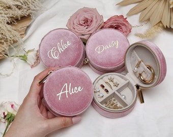Personalised Velvet Jewellery Box • Travel Jewelry Box • Bridesmaid Proposal • Birthday Gift • Bridesmaid Gift • Eid Gift • Arabic Gift