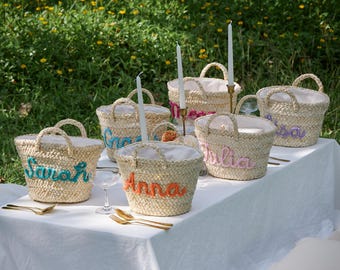Personalised Straw Bag • Bridesmaid Beach Bag • Wedding Party Gifts • Bridesmaid Gift Basket • Bachelorette Party Gifts • Custom Handbag