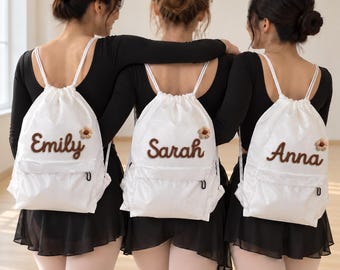 Personalised Drawstring Backpack, Gym & Sports Bag with Front Zip Pocket, Custom Waterproof Nylon Bag, Team Gifts, Christmas Gifts