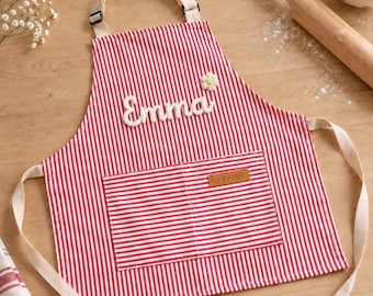 Personalised Kids Apron, Custom Stripe Baking Smock, Toddler Name gift, Christmas gifts, Baking Gift (Kids & Adult Sizes), Toddler Gift