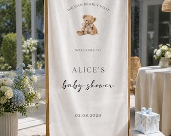 Custom Fabric Baby Shower Sign • Linen Textured Baby Shower Banner • Baby Shower Decorations • Hello Baby Sign • Engagement Party Sign