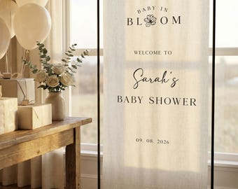 Custom Fabric Baby Shower Sign • Linen Textured Baby Shower Banner • Baby Shower Decorations • Hello Baby Sign • Engagement Party Sign