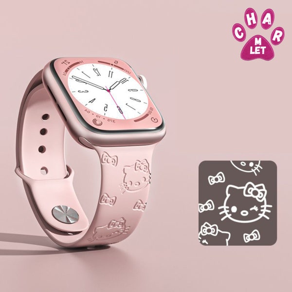 Bracelet Hello Kitty en silicone pour Apple Watch | Accessoires Sanrio | Accessoires kawaii | Accessoires mignons | Cadeaux pour elle, Cadeaux pour fille