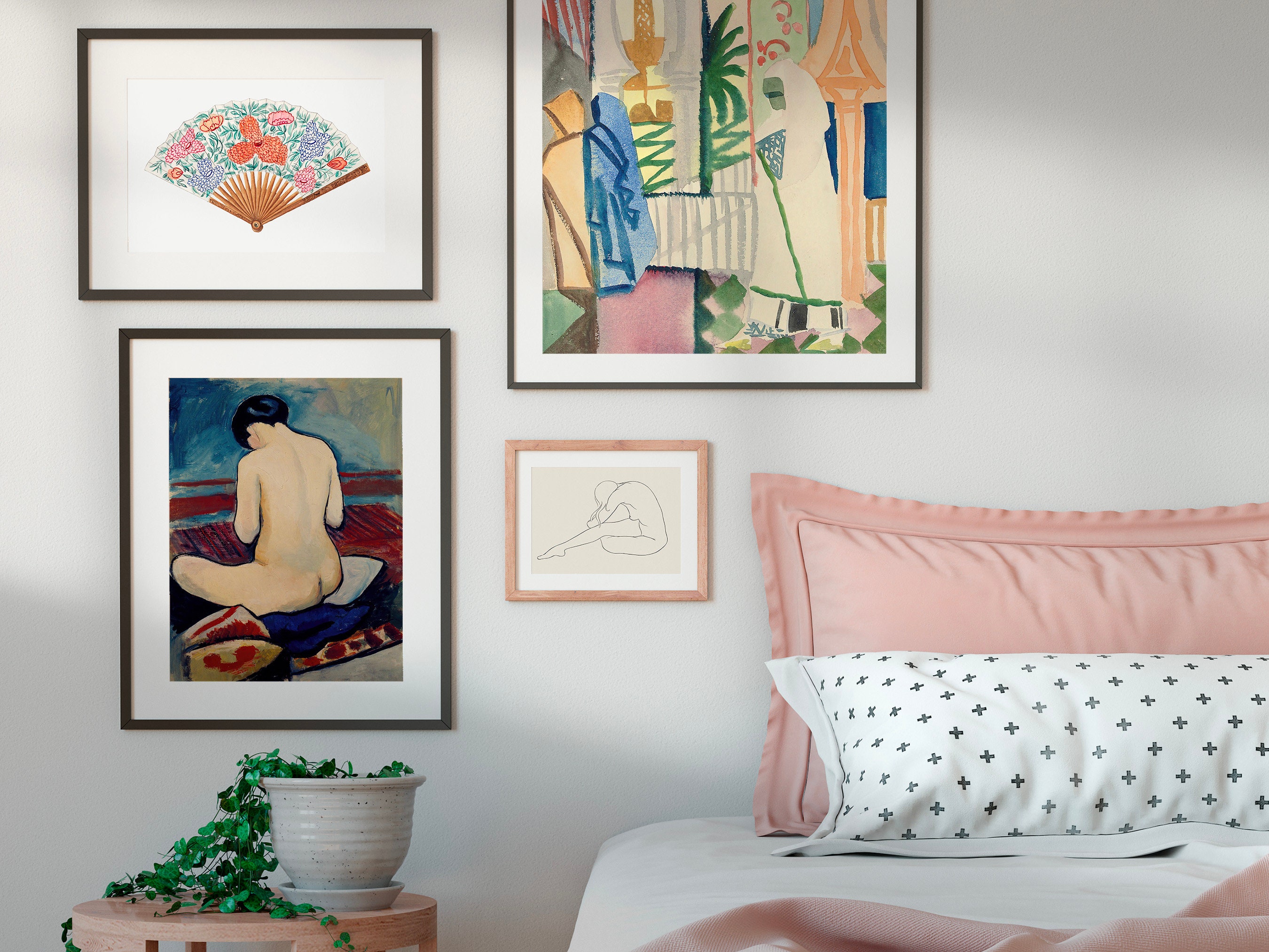 Nude With Pillow Wall Art Oil Painting Maximalist Decor Etsy