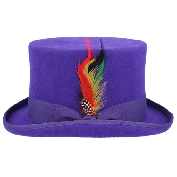 Chapeau haut de forme élégant en feutre de laine violet : style intemporel et sophistication classique dans chaque détail