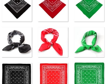 Stylish and Versatile: The Cotton Paisley Bandana in Black, Red, and Green