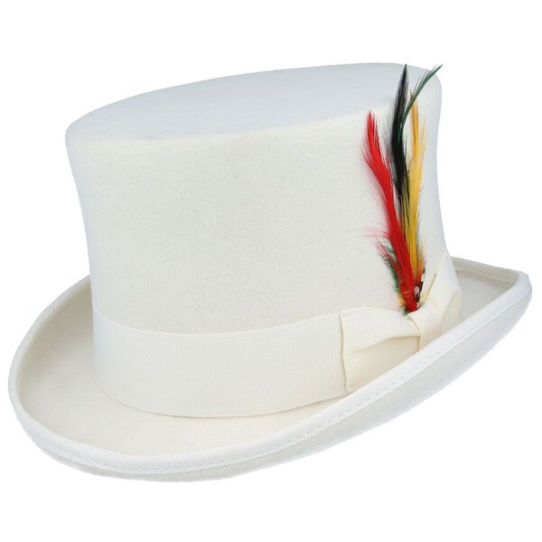 Sombrero de copa blanco: eleva tu estilo con la elegancia de la vieja escuela: alta tradición de corona plana para trajes de vestir clásicos