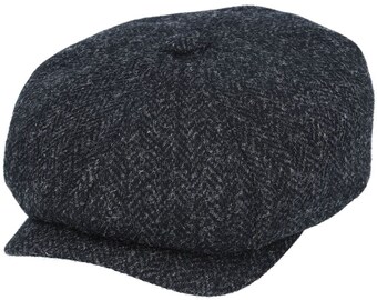 Casquettes gavroche en laine à chevrons Harris Tweed | élégance britannique vintage | Bonnets unisexes en laine pour un confort élégant en toute saison