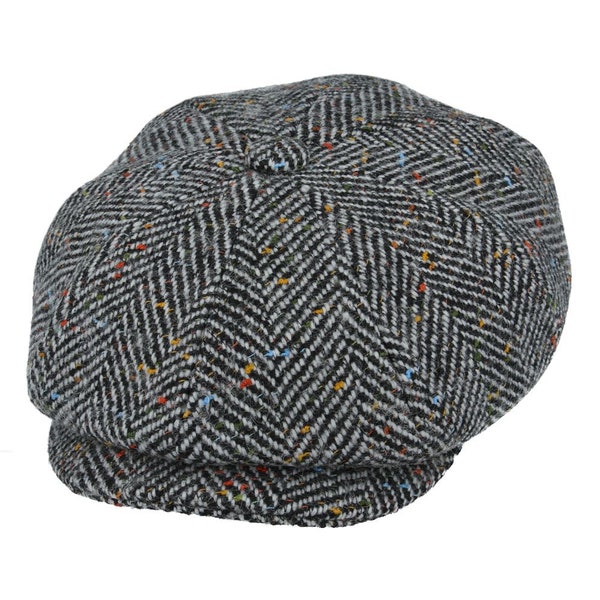 Timeless elegance: the wool tweed herringbone 8 panel newsboy cap by gladwin bond for classic style with a sophisticated twist