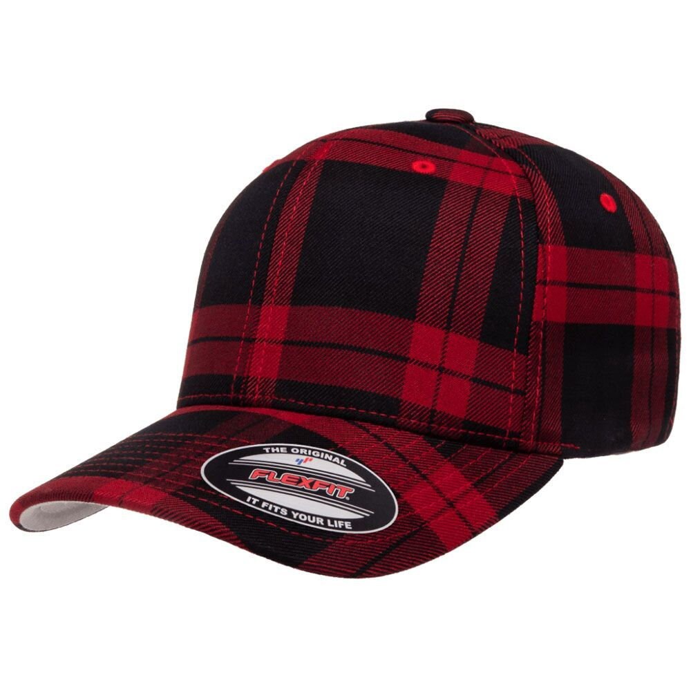 Trendy Tartan Flexfit® Tartan Plaid Cap Stylish Headwear With Classic
