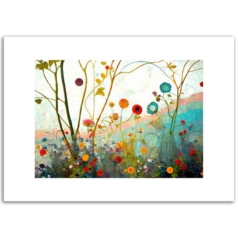 Poppy Meadow Fine Art Print Modern Contemporary New and Exclusive Flowers Cool tones image 2