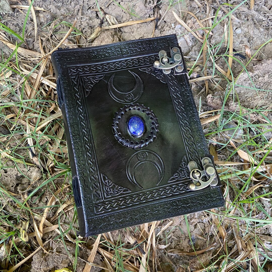 3 Moon Blue Lapiz Embossed Vintage Leather Journal | Extra Large ...