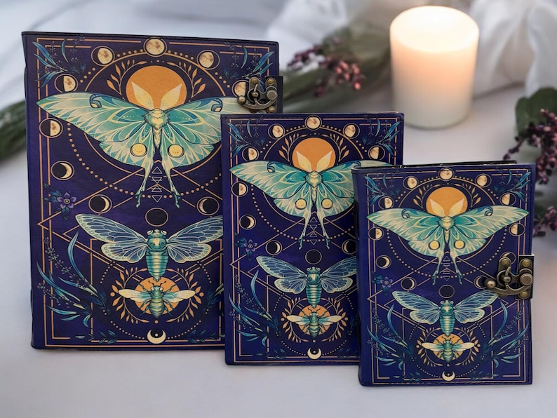 Moth Journal Handcrafted Luna Moth Leather Journal Enchanting Butterfly Design With ...