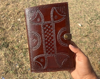 Handmade Embossed Leather Journal: Vintage Style Notebook