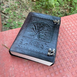Tree of Life Leather Journal, Vintage Journal, Black Leather Journal, Lined/Unlined Handmade paper Journal Leather Grimoire , Christmas Gift