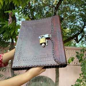 Pasta de couro com 2/3/4 argolas, pasta de couro para grimórios, capa de couro para pasta, pasta de couro A4, pasta de couro com 3 argolas, porta-documentos de couro