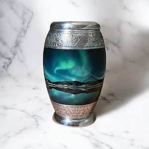 Aurora Borealis Northern Lights Cremation Urn, Cremation Urn for Human Ashes Adult, Urn for Human Ashes, Funeral Urn, Decorative Urn, Urns