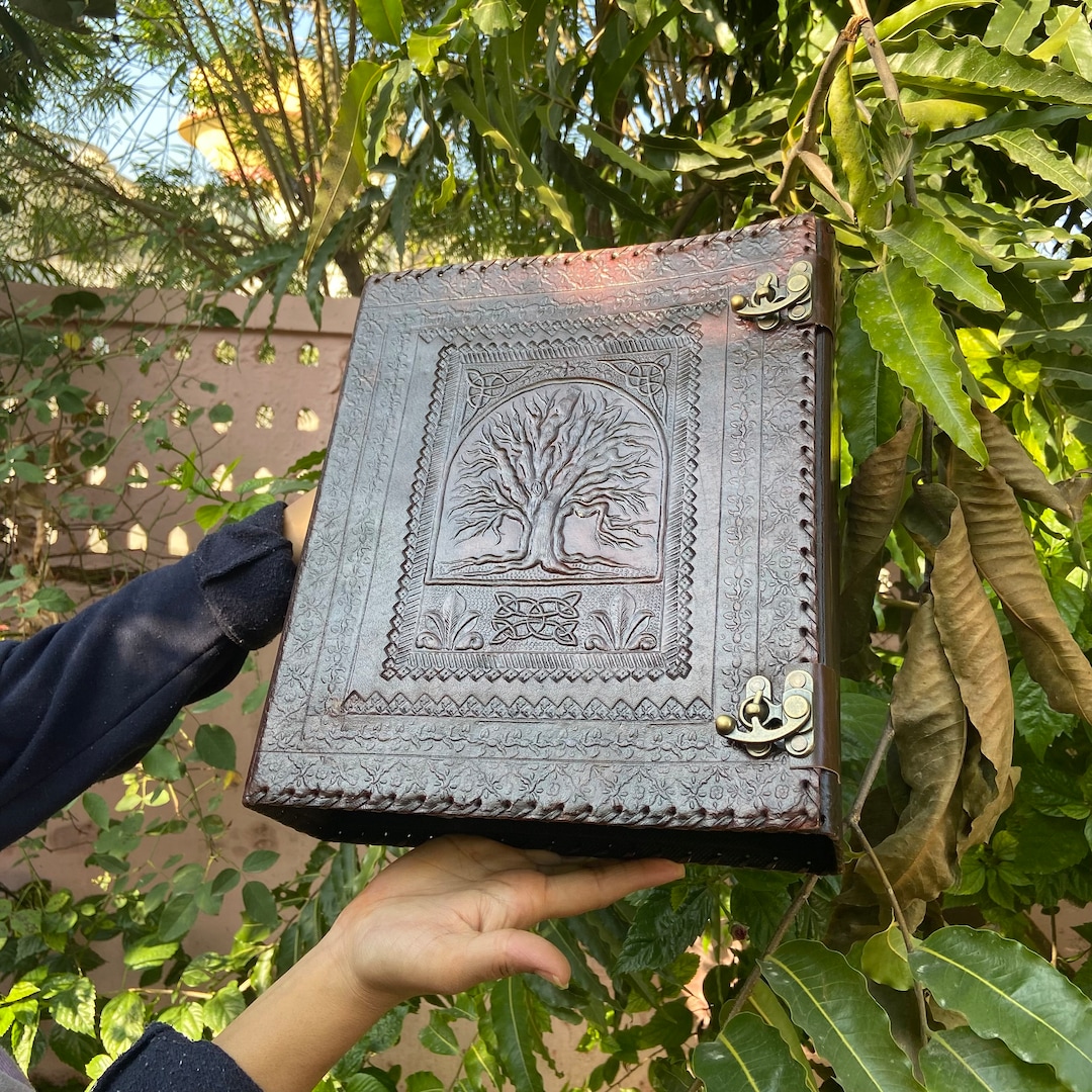 3" Inch Leather Binder Leather Grimoire Binder Leather 3 Ring Binder ...