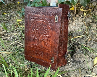 Embossed Tree of Life Leather Journal: Antique Deckle Edge Paper