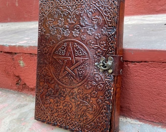 Embossed Star Pentagram Leather Journal: Book of Shadows, Grimoire