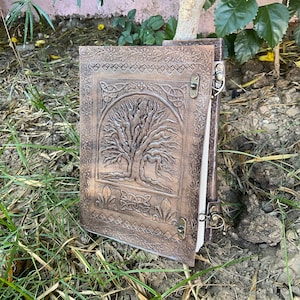 Personalized Leather Journal, Tree of Life Journal, Leather Grimoire Journal, Lined/Unlined Page Notebook, Spell Book, Book of Shadows