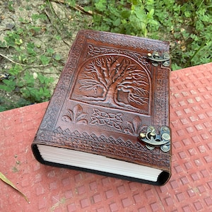 Tree of life Journal, Grimoire Journal, Leather Personalized Journal, Leather Notebook Lined/Unlined Handmade Journal Tree of Life Notebook