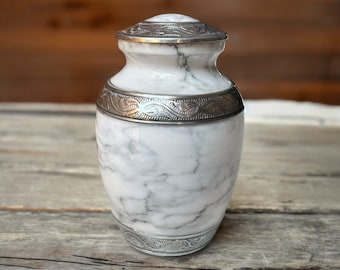 White Cremation Urn for Human Ashes, Urn, Cremation Urn, Cremation Urn for Human Ashes, Medium Urn for Human Ashes, Decorative urns