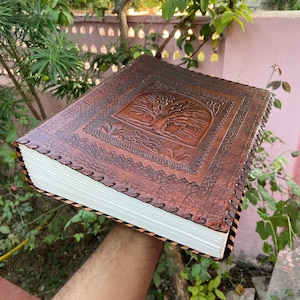 Embossed Leather Tree Of Life Journal: Large Handmade Notebook, 600 Pages