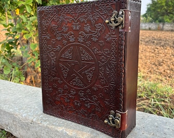 Embossed Pentagram Leather Ring Binder: Extra Large A4 Size