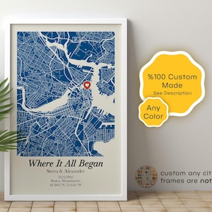 Erstes Date Map Geschenk für Freundin oder Freund - wo alles begann Jubiläum, Geburtstag, romantische Andenken für Sie & Ihn