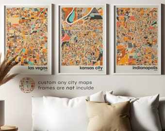 Custom City Map Prints Set: Personalized Travel Wall Art