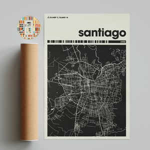 Santiago Stadt Karte, Chile Stadt Karte, Minimalistischer Stadtplan, Moderne Stadt Karte, Individuelle Stadt Poster, Wand Dekoration, Büro Dekor