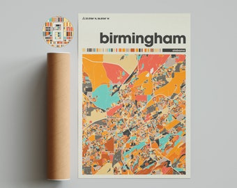 Birmingham City Map, Alabama City Map, Minimalist City Map, Modern City Map, Custom City Poster, Wall Art Print, Home Decor, Office Decor