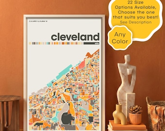 Cleveland Ohio Map Print – Custom Cityscape Poster Digital Download for Home or Office