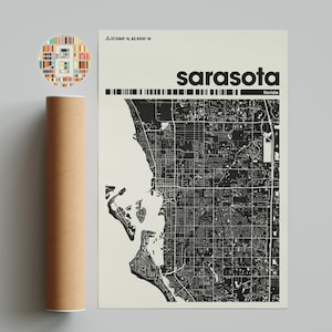 Sarasota Map, Sarasota Map Print, Minimalist Map, Florida Print, Minimalist Decor, Printable Wall Art, Living Room, Home Decor, Gallery Wall