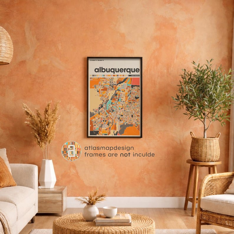 Albuquerque New Mexico Map Print – Colorful Minimalist Wall Art Poster for Home Office Decor, Southwest City Map Gift image 17
