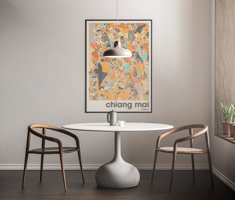 Chiang Mai Thailand City Map Print - Minimalist Wall Art, Home Decor, Living Room Gallery image 13