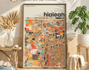 Hialeah Map Print | Florida City Street Map Poster | Miami-Dade Wall Art | Hialeah FL Gift
