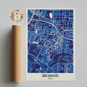 Duke University, Graduation Gift, Wall Art ,Duke University Campus Map, Graduation Illustration Map, Duke University Minimalist Art,