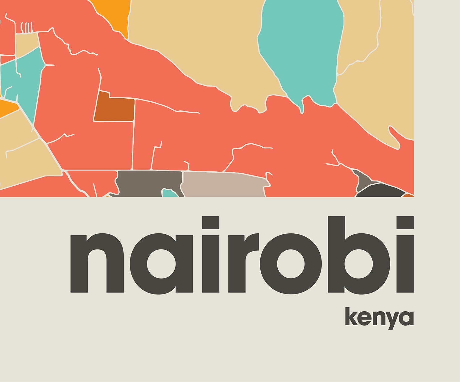 Nairobi Map, Nairobi Map Print, Minimalist Map, Kenya Print, Minimalist Decor, Printable Wall ...