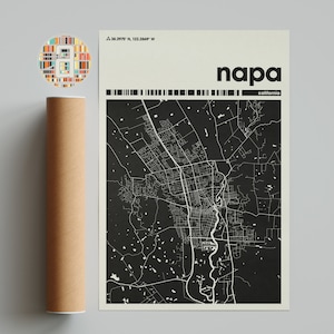 Napa Map Print minimalistische California Wandkunst druckbare Wohnkultur für Wohnzimmer Galeriewand, moderne Karte Poster