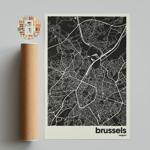 Brüssel bunte Karte, Stadt Brüssel Karte, Minimalistische Karte von Brüssel, Brüssel Druck, Brüssel Poster, Brüssel Kunst, Karte von Brüssel,