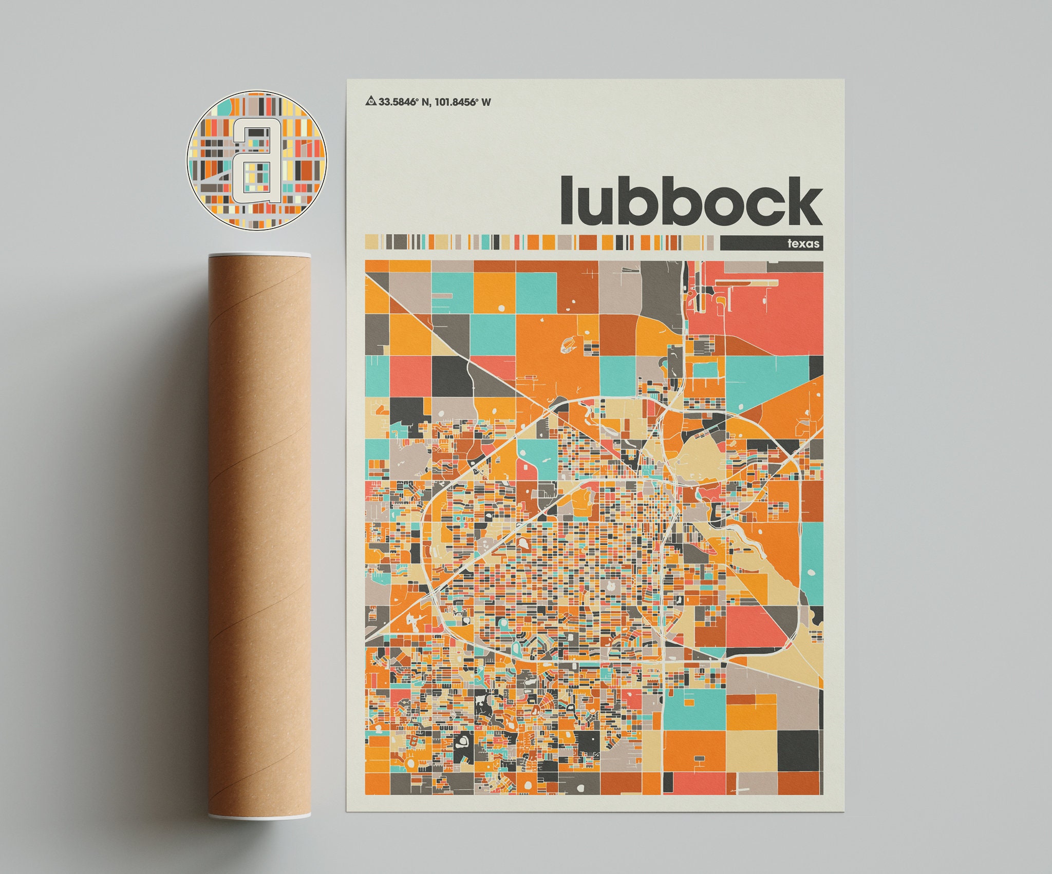 Lubbock Colorful Map, City of Lubbock Map, Lubbock Minimalist Map ...