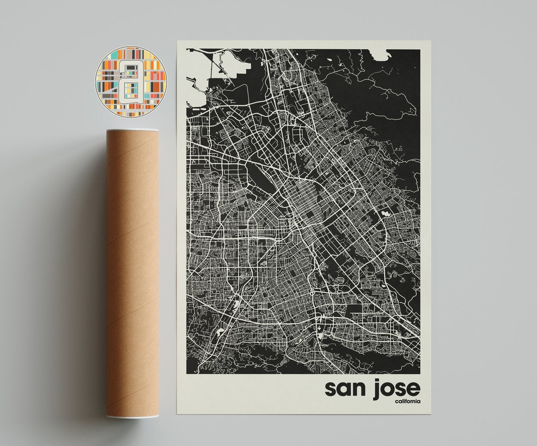San Jose Map, San Jose Map Print, Minimalist Map, California Print ...