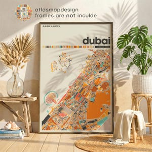 Dubai UAE City Map Art Print – Colorful Minimalist Poster Wall for Home or Office