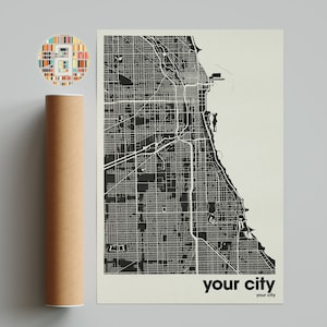 Custom Personalized Map City Print Poster, Wall Decor, Home Decor, Dark City Map, Any City Hometown Roads Streets Map Gift, Custom City Map